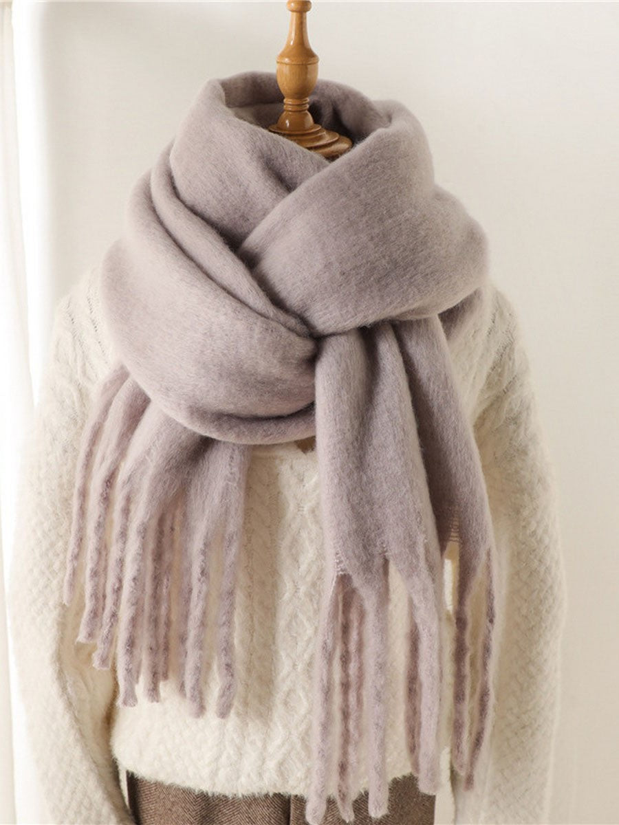 Cloud Nine Tassel Scarf - Light Gray