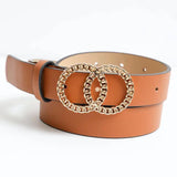 Double Chain Ring Buckle Belt - Cognac