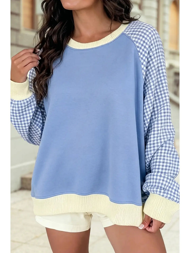 Colorblock Ribbed Collar Cuff Hem