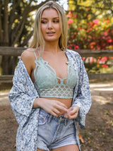 Crochet Lace Longline Bralette with Comfort Padded