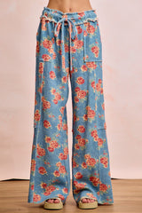 Floral Texture Cargo Lounge Pants