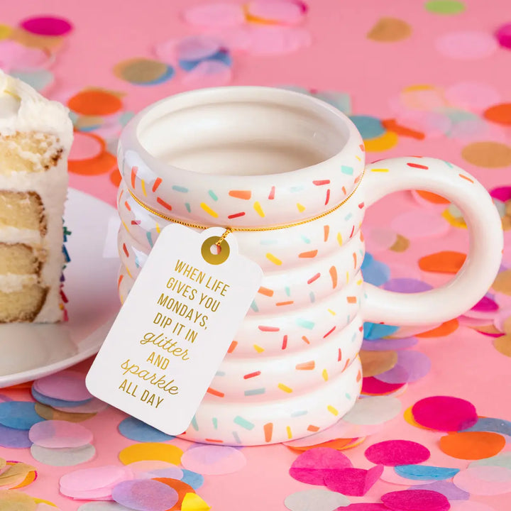 Dip It in Glitter Confetti Ribbed Mug