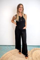 Wide-Leg Strap Casual Loose Jumpsuit