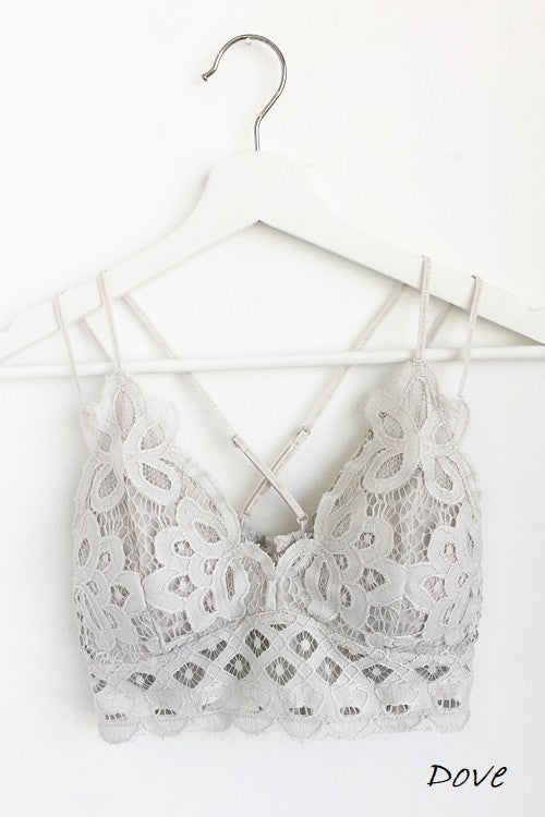 Crochet Lace Bralette - Light Gray *Final Sale*