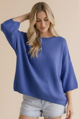Relaxed Everyday Knit Pullover - Blue