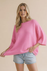 Relaxed Everyday Knit Pullover - Pink
