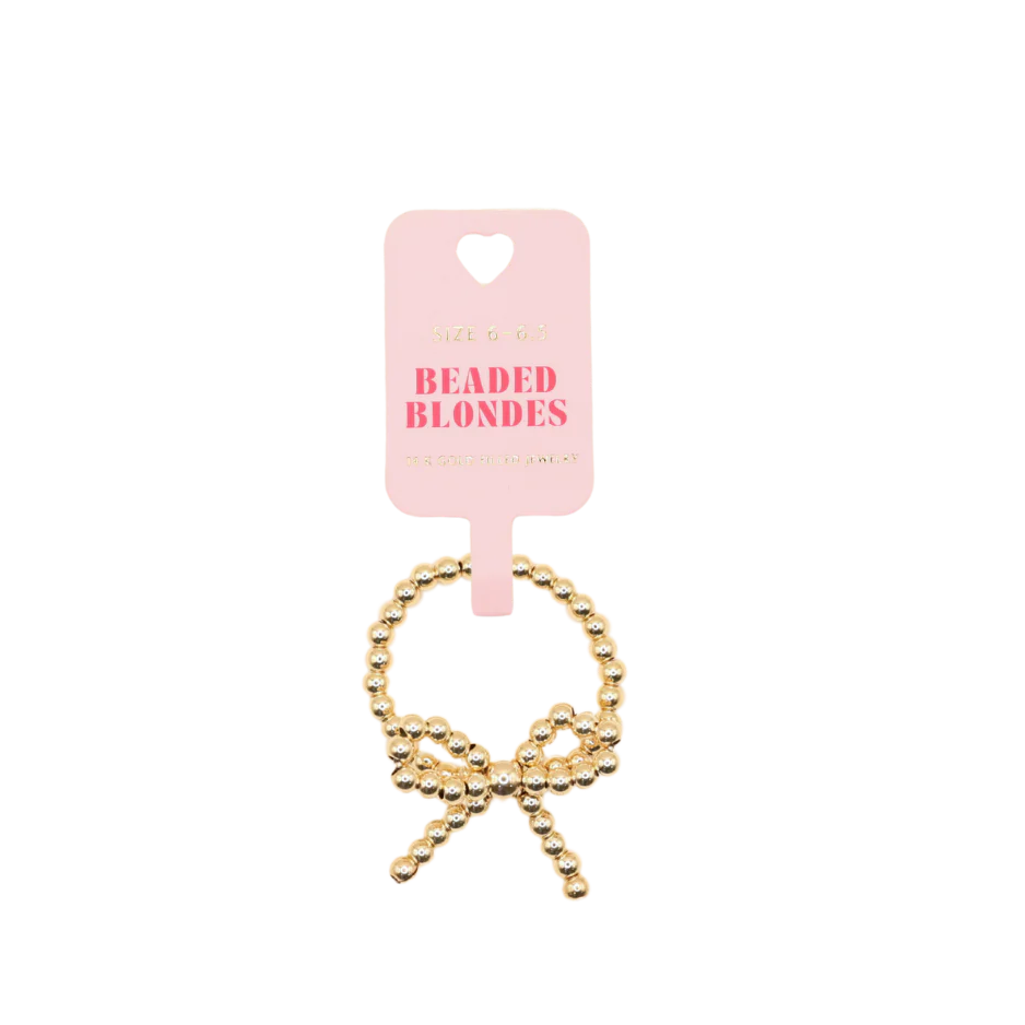Beaded Blondes Gold Bow Ring