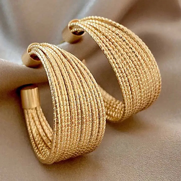 Luxurious Chunky Textured Gold Hoop Earrings