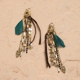 Chic Feather Dangle Earrings – Gold Chains & Beaded Details FINAL SALE