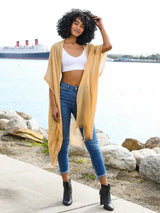 Lightweight Sheer Kimono with Sequin - Gold