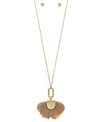 Halo Feather Necklace - Beige