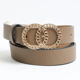 Double Chain Ring Buckle Belt - Khaki
