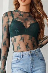 Lace Mesh Sheer Top - Green DOORBUSTER