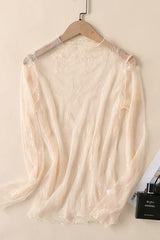 Lace Mesh Sheer Top - Cream DOORBUSTER