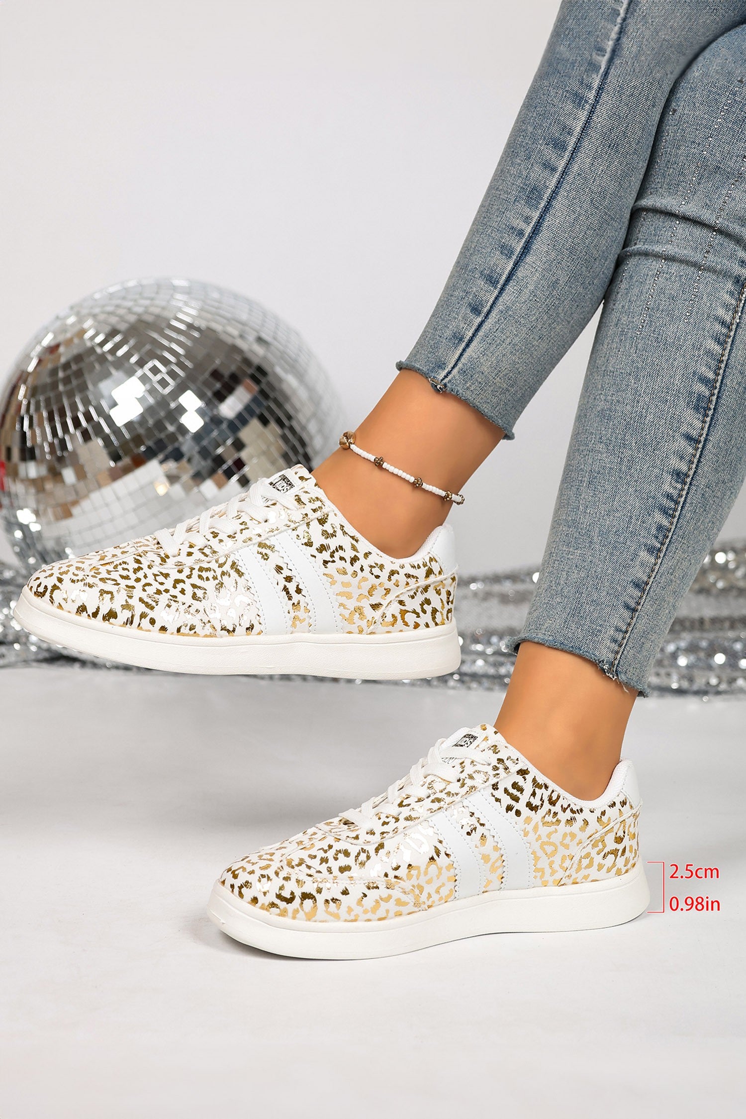 Gold Leopard Print Sneakers