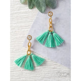 Speak To Me with Gold Chains Tassel Earrings in Mint