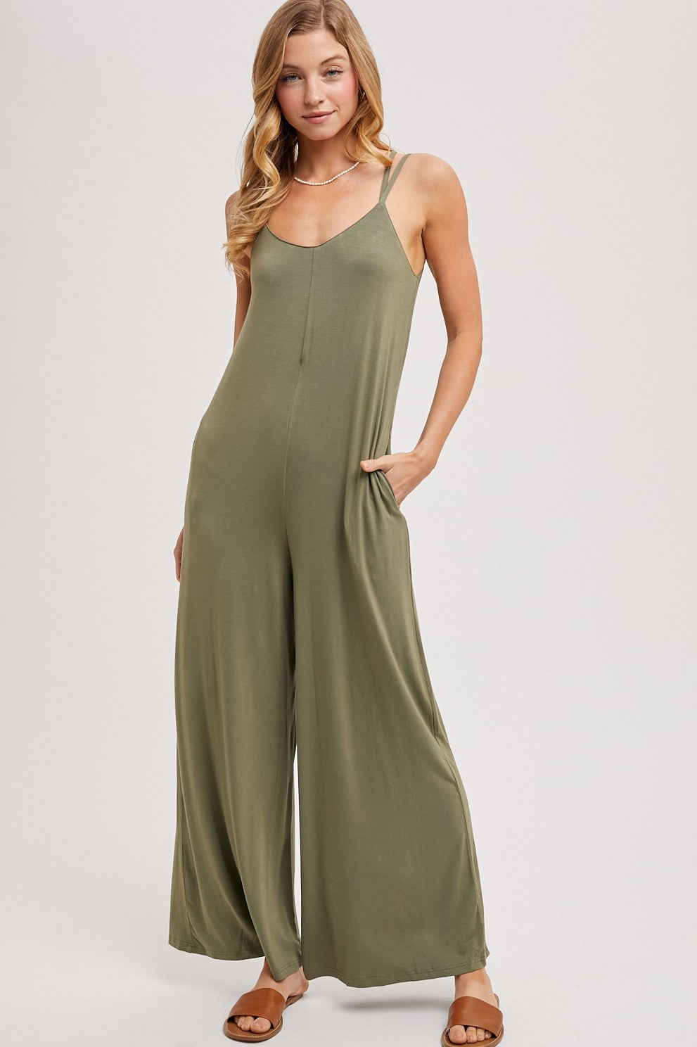 Bare Grace Crossback Jumpsuit - Olive