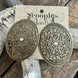 Oval Filigree Rhinestone Earrings