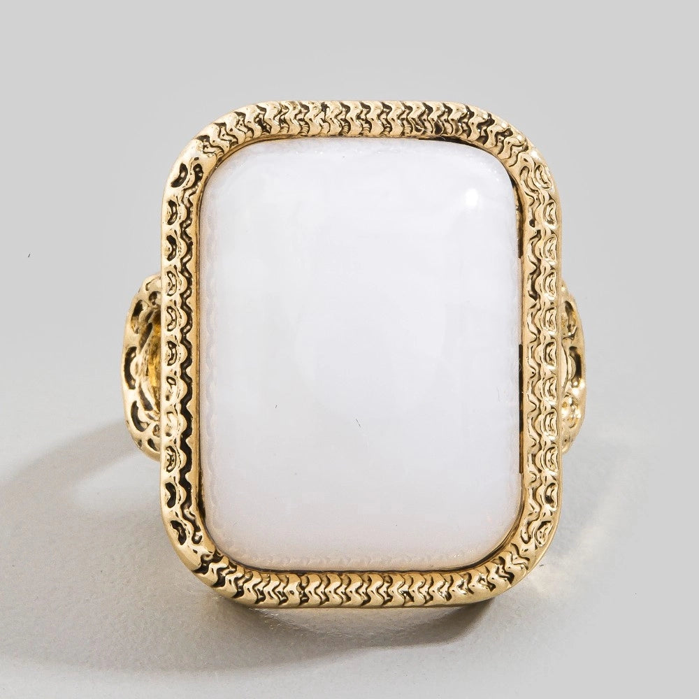 Rectangle Resin Vintage Style Open Band Ring