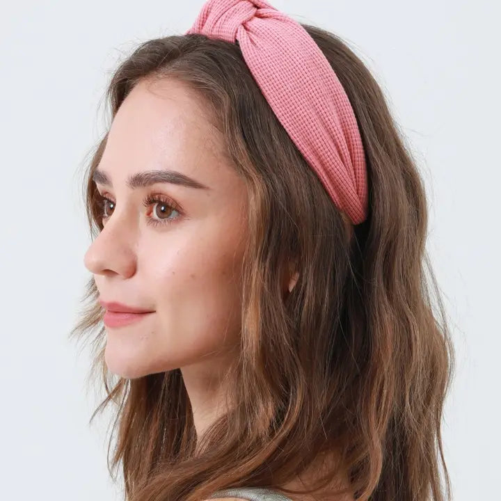 Waffle Knit Headband - Rose