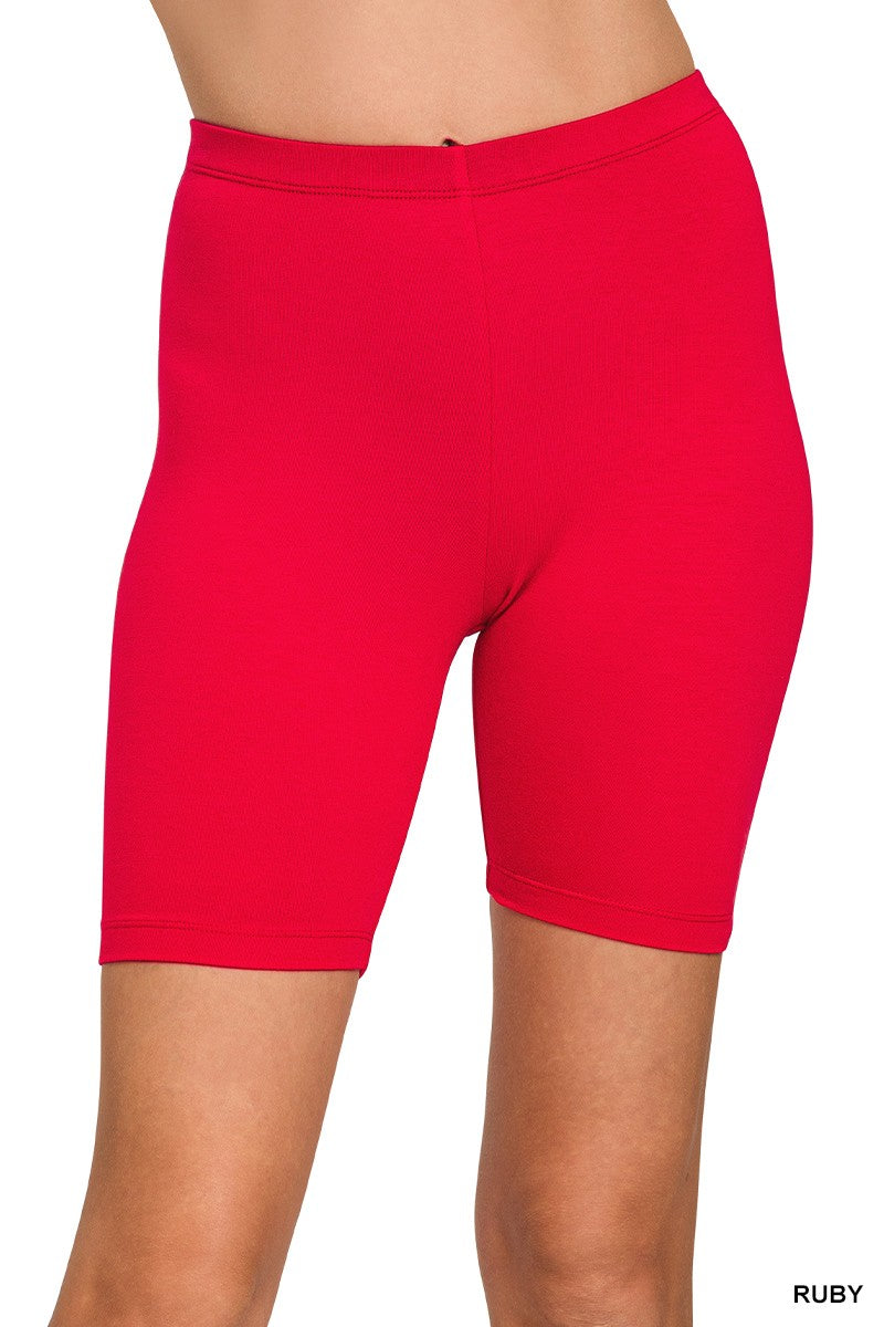 Serene Stretch Biker Shorts - Ruby | DOORBUSTER