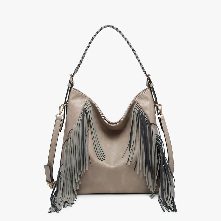 Sav Distressed Hobo Bag w/ Fringe Detail - Final Sale