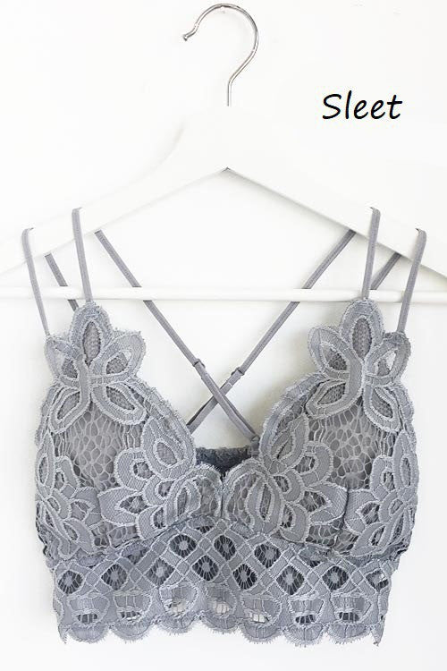Crochet Lace Bralette - Dark Gray FINAL SALE