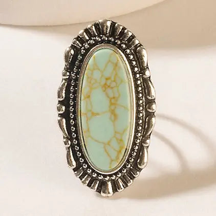 Spirit Halo Turquoise Stone Ring in Vintage Teal