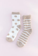 Tan Stripe Fuzzy Socks