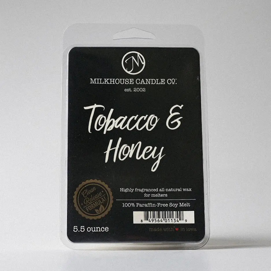 Milkhouse Candle: 5.5 oz Wax Melts: Tobacco & Honey
