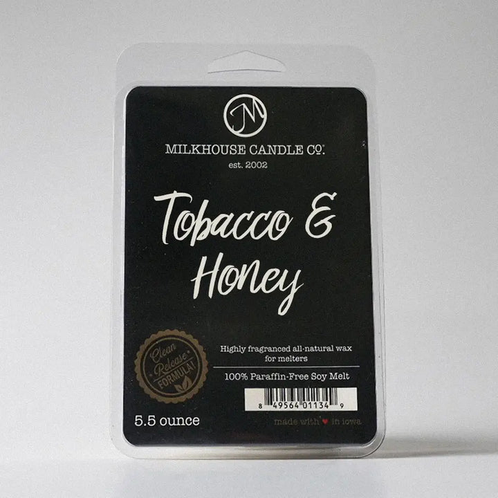 Milkhouse Candle: 5.5 oz Wax Melts: Tobacco & Honey