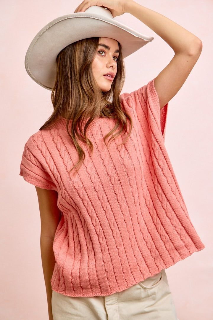 Washed Cable Knit Sleeveless Top