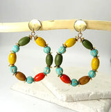 Wooden Bead Teardrop Earring